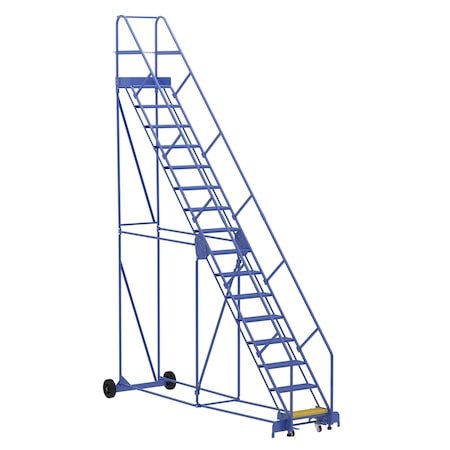 Vestil 196 H Steel Warehouse Ladder, 50 deg Perf, 16 Step, 14", 16 Steps LAD-16-14-P-EZ